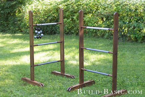 DIY Ladder Golf by Build Basic - BRANDED Diy Ladder Golf, Diy Ladder Ball, Diy Wooden Ladder, Ladder Golf, Ladder Ball, Happy Labor Day Weekend, Golf Workout, Best Ladder, Golf Images