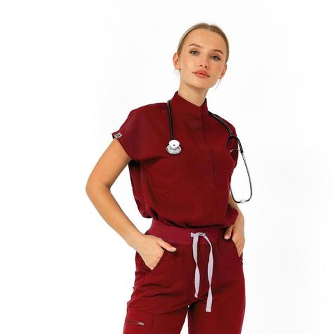 Burgundy Scrubs, Business Portrait, Scrubs, Shoulder Top, A Photo, Open Shoulder Tops, Medical, Women's Top, On Instagram