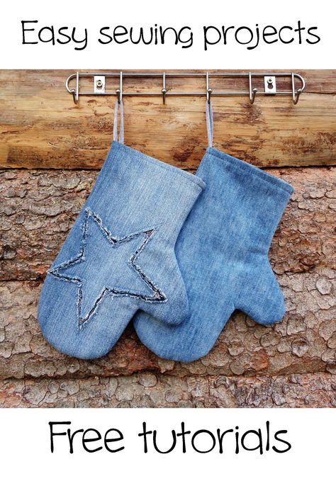 Oven glove free sewing tutorial with printable pattern. DIY pot holder from old jeans. Denim oven mitt how to make sewing instructions. Easy sewing project for beginners. Denim Oven Mitts, Potholders To Sew Free Pattern Simple, Sew Oven Mitt, Diy Oven Mitts Free Pattern, Denim Potholders Diy Old Jeans, Oven Mitts Pattern Free, Pot Holders Diy Free Pattern, Potholders To Sew Free Pattern, Diy Oven Mitts