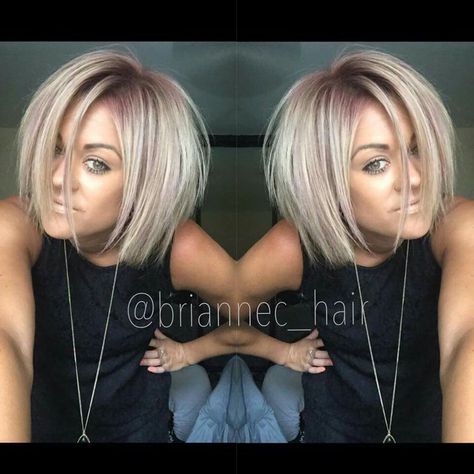 Dusty rose roots Ash Blonde Bob, Modern Haircuts, Haircut For Thick Hair, Haircuts For Fine Hair, Blonde Bobs, Short Blonde Hair, Ash Blonde, Blonde Bob, Blonde Balayage