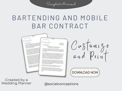 Event Bartender Business, Mobile Bar Contract, Mobile Bartending Business Plan, Event Bartending, Drink Trailer, Bartending Business, Mobil Bar, Mobile Bartender, Trailer Business