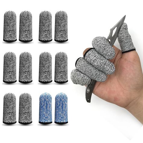 12 PCS Cut Resistant Finger Cots Protector Finger Sleeve Protectors Reusable Finger Covers Finger Protection Cots for Kitchen, Work, Sculpture, Anti-Slip, Reusable Sleeve Protectors, Finger Sleeve, Fsa Eligible Items, Finger Cots, Finger Protector, Finger Guard, Copper Diy, Copper Pipe, Cots