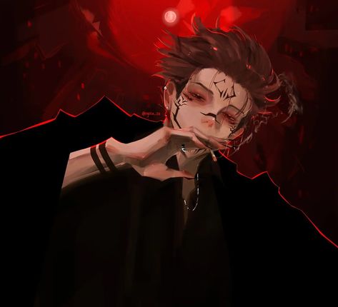 ☄ . . . #sukuna #jujutsukaisen #art #呪術廻戦 Vampire Fanart, Megumi Sukuna, Four Arms, How To Draw Anime Hair, Anime Body Drawing, Anime Guys Shirtless, Anime Eye Drawing, Red Eyes, How To Draw Hair