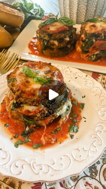 Dena Fenza -🇮🇹🇺🇸Mamma🧿 on Instagram: "So I’m a little obsessed with my air fry lately.  I made these Air Fried Eggplant Napoleon’s layered with sauteed spinach and mozzarella the other night. Trust me when I say this is an eggplant dish that you need to add to your recipe rotation.  Not only is it delicious but is so much healthier than the fried version, and is super easy to make.
Full printable version on my website www.miciamammas.com.  The link is also in my bio. Search “Eggplant Napoleon” on my website and the recipe will come
#airfriedeggplantparmasen #miciamammas #italianamerican #italianamericans #eggplantparm #eggplantparmigiana #eggplantstacks #airfryer #napoleon #meditteraneandiet #airfried #pastasauce #dinnertime #feedfeed #mywilliamssonoma #f52grams #eatright #thenewhealt Eggplant Recipes Italian, Eggplant Napoleon Recipe, Air Fried Eggplant, Eggplant Stacks, Spinach And Mozzarella, Italian Bread Crumbs, Fried Eggplant, Eggplant Parm, Plain Bread