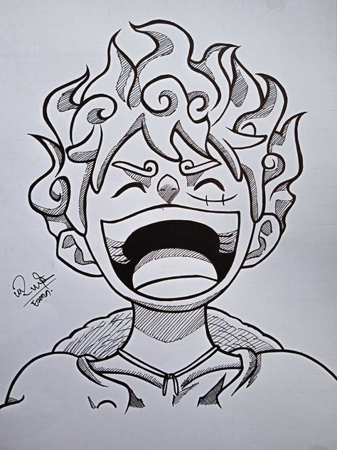 Luffy Gear 5 Drawing Easy, Luffy Gear 5 Drawing Sketch, How To Draw One Piece Characters, Luffy Sketch Easy, Luffy Gear 5 Sketch, Luffy Gear 5 Drawing, Luffy Sketch, One Piece Luffy Gear 5, Luffy Gear 4