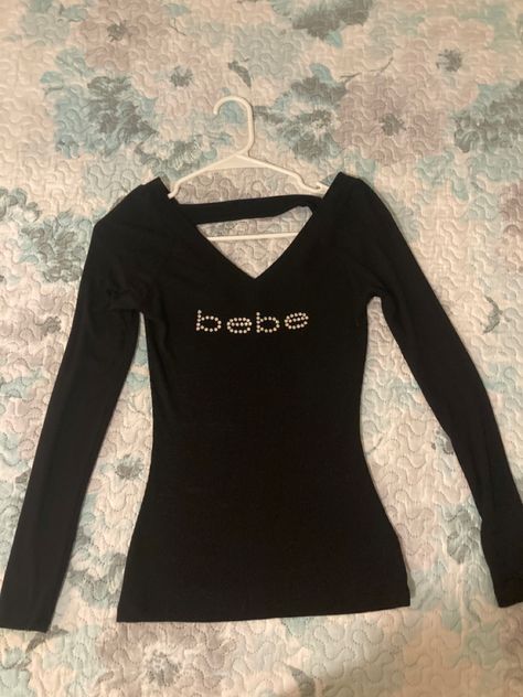 Bebe Shirt 2000s Outfit, Bebe Shirt 2000s, Bebe Clothes 2000s, Mcbling Clothes, 2000s Shirts, Bebe Shirt, Bebe Shirts, 2000s Clothes, 2000s Outfits