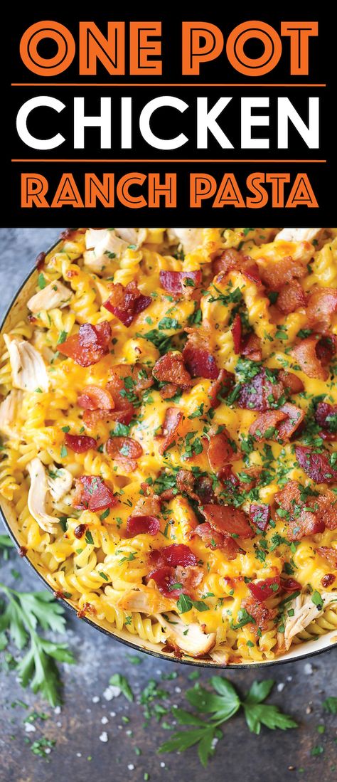 Marathon Meals, Pasta Chicken Bake, Cheesy Baked Pasta, Pasta One Pot, Big Ang, Chicken Bacon Pasta, Chicken Ranch Pasta, Chicken Bacon Ranch Pasta, Chicken Ranch