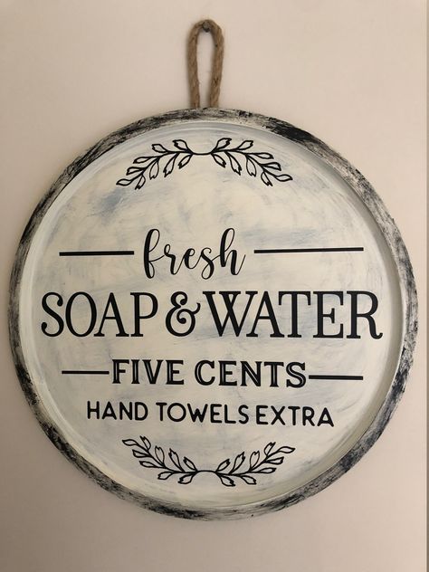 Rustic Bathroom Accessories, Farmhouse Bathroom Signs, Bath Sign, Farmhouse Bathroom Decor Ideas, Rustic Farmhouse Bathroom, Black Chalk Paint, Round Bathroom, Rustic Bathroom Decor, Funny Bathroom Signs