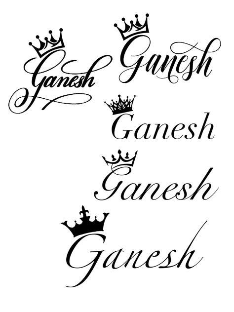 Ganesh Name Tattoo Design, Ganesh Name Tattoo, Ganesh Name, Ganesh Names, Tattoo Name Fonts, Names Design, Ganesh Tattoo, Name Drawings, Floral Cards Design