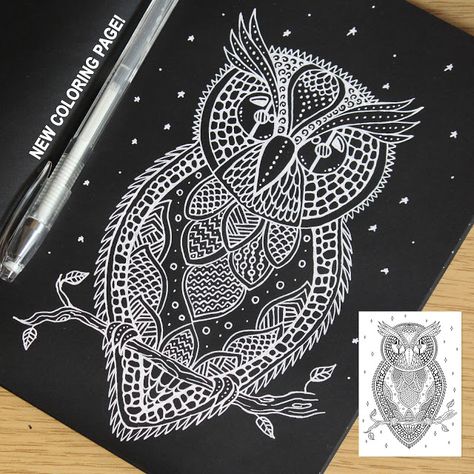 Drawings With White Pen, Black Page Drawing, Painting With White Pen, White Gel Pen Art Black Paper, Black Sheet Painting, Drawing On Black Paper With White Pen, Drawing On Black Sheet, White Pen Art On Black Paper Mandala, Black Paper Art Gel Pens