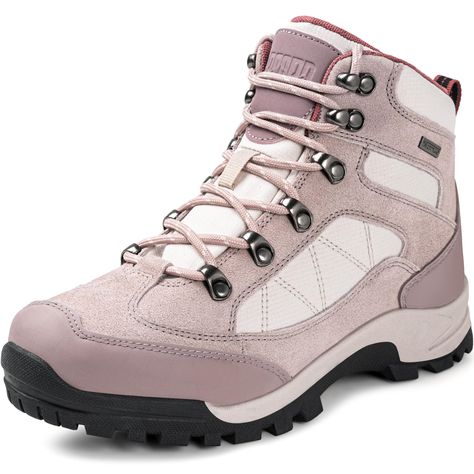 PRICES MAY VARY. LASTING COMFORT - Our women's hiking boots have a durable rubber sole that provides greater comfort, which reduces foot fatigue as you traverse over thick roots and rocks. Padded tongue & ankle for extra cushioning and all-day comfort. WATERPROOF & BREATHABLE - This women's waterproof hiking boots features a waterproof membrane that seals out water and lets moisture escape, which keeps you dry and comfortable no matter the conditions. Mesh upper for increased breathability. GREA Wemons Hiking Boots, Cute Hiking Shoes, Scandinavia Trip, Womens Hiking Boots, Lightweight Hiking Boots, Womens Hiking, Hiking Sneakers, Mountain Shoes, Hiking Boots Women