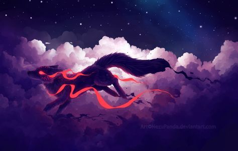 ArtStation  -  The Cloud Jumper, Nezu Panda Cloud Jumper, Fox Artwork, Wolf Wallpaper, Animated Animals, Fantasy Beasts, Forest Spirit, Commissioned Artwork, Anime Wolf, Fox Art