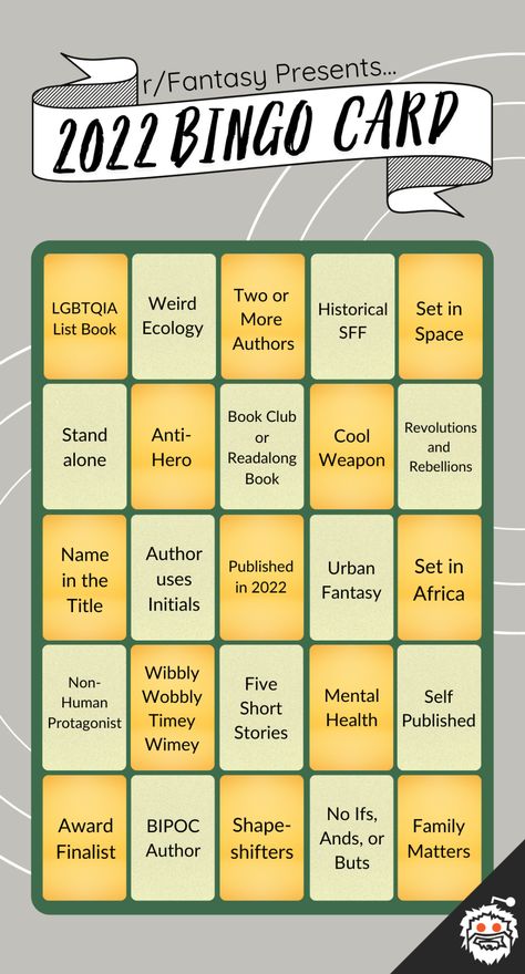 r/Fantasy 2022 Bingo - Imgur Book Bingo Challenge, Bingo Reading Challenge, 2022 Bingo, Book Bingo, Bingo Challenge, Bucket List For Teens, Reading List Challenge, Bingo Card, New R