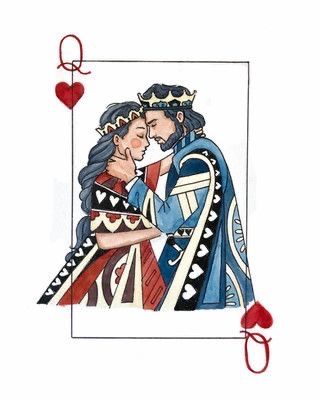 Queen Of Hearts Card, Queen Drawing, Hearts Card, Playing Cards Art, Card Drawing, King And Queen, Doodle Art Designs, Diy Canvas Art Painting, Mini Canvas Art