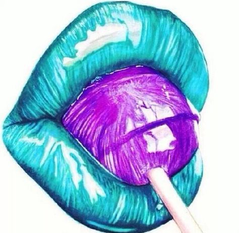 Blue lips & a purple lollipop art Lollipop Art, Purple Lollipop, Mata Manga, Lip Artwork, Pop Art Lips, Lips Painting, Lip Art Makeup, Lip Drawing, Lip Wallpaper