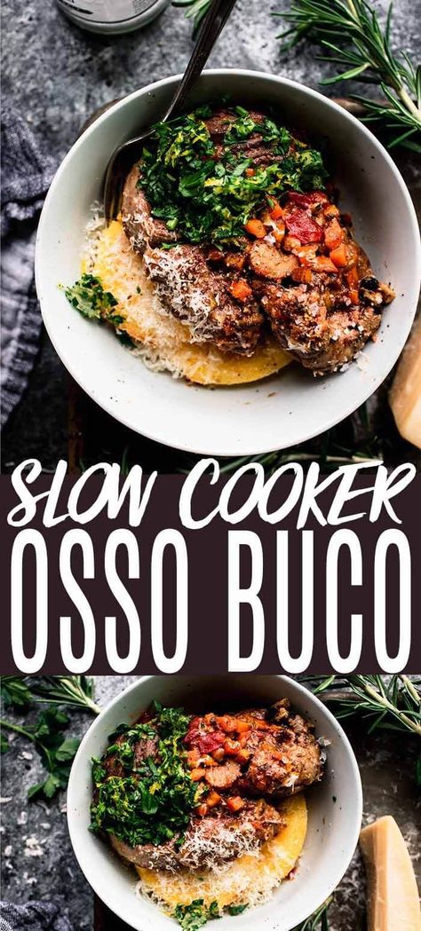 Lamb Roast Crock Pot Recipes, Beef In Crockpot Recipes Slow Cooker, Slow Cooker Osso Bucco Crock Pot, Osso Bucco Recipe Crockpot, Tbone Steak Recipe Slow Cooker, Easy Osso Bucco Recipe, Crock Pot Osso Bucco, Slow Cooker Polenta, Slow Cooker Osso Bucco Recipe