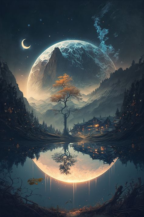 Big moon Paint Inspo, Big Moon, Kawaii Phone, Moon Images, Bleach Fanart, Moon Pictures, Moon Art, Tattoo Inspo, Landscape Wallpaper