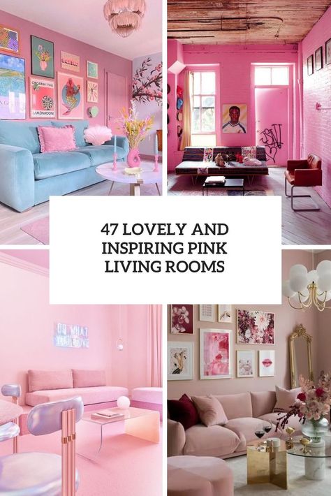 47 Lovely And Inspiring Pink Living Rooms - DigsDigs Monochromatic Pink Room, Pink Family Room, Pink And White Living Room Ideas, White And Pink Living Room, Pink Living Rooms, Mauve Living Room, Pink Living Room Ideas, Pink Loveseat, Blush Living Room