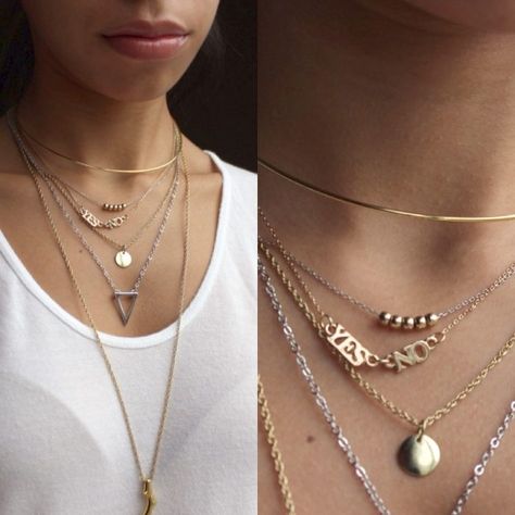 Mixing Silver and Gold Jewelry: How to Do it Right? | Jewelry Jealousy Mixed Jewelry Style, Silver And Gold Jewelry Mixing, Layered Jewelry Silver, Mixed Metals Jewelry Style, Layer Necklaces, Silver And Gold Jewelry, Mixed Metal Bracelets, Silver Gold Jewelry, Layering Necklaces