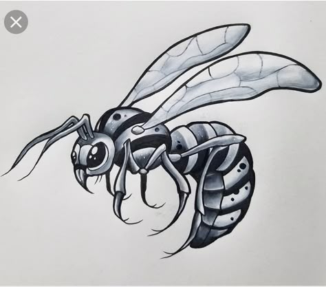 Hornet Tattoo Ideas, Traditional Wasp Tattoo, Hornet Tattoo Design, Neo Traditional Knife, Wasp Tattoo Design, Killer Bee Tattoo, Hornet Drawing, Insect Tattoo Design, Hornet Tattoo