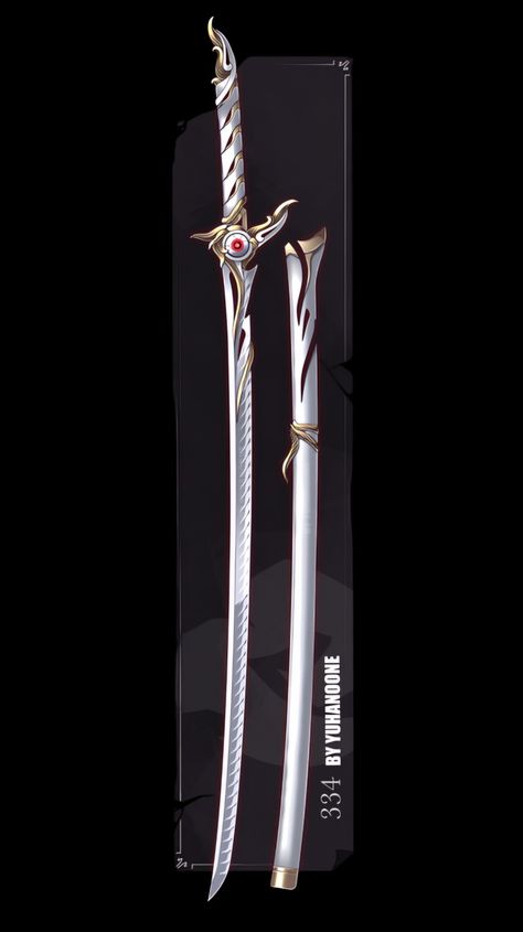 Katanas Fantasy Art, 3 Section Staff, Fantasy Swords Concept Art, Anime Swords, Fantasy Swords, Fantasy Blade, Tactical Swords, Types Of Swords, Fantasy Props