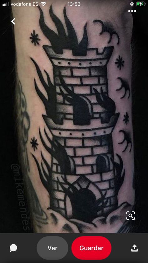 Rip Tattoos For Mom, Siren Tattoo, Feminine Skull Tattoos, Illusion Tattoos, Optical Illusion Tattoos, Minimalist Tattoo Ideas, Castle Tattoo, Medieval Tattoo, Feminine Tattoo Sleeves