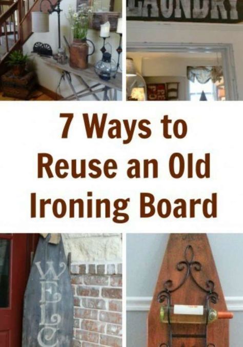 7 Ways to Reuse and Old Ironing Board – Recycled Crafts #upcycled #recycled #ironingboard #farmhouse #homedecor #diy Ironboards Ideas, Old Iron Board Ideas, Wooden Iron Board Ideas, Uses For Old Ironing Boards, Ideas For Old Ironing Boards, Vintage Wooden Ironing Board, Repurposed Wooden Ironing Board, Ideas For Old Wooden Ironing Boards, Vintage Wooden Ironing Board Ideas