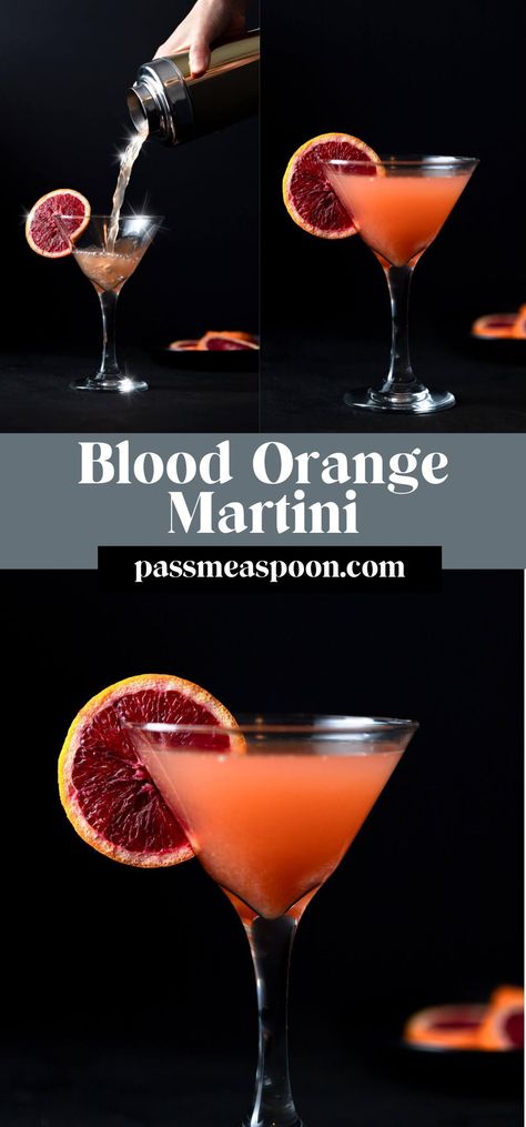 Light and refreshing, made with 4 ingredients, and low in sugar.  This blood orange martini is a fun cocktail to enjoy for girl’s night or date night!  And it is strong too 😉 Orange Martini Recipe, Blood Orange Martini, Orange Martini, Blood Orange Vodka, Citrus Tart, Blood Orange Cocktail, Dried Orange Peel, Orange Cocktails, Healthy Cocktails