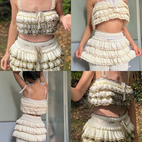 Crochet Two Piece Set, Crochet Bloomers, Crochet Baby Skirt, Crochet Sets, Crochet Two Piece, Skirt Patterns, Crochet Skirt Pattern, Baby Skirt, Crochet Clothing And Accessories