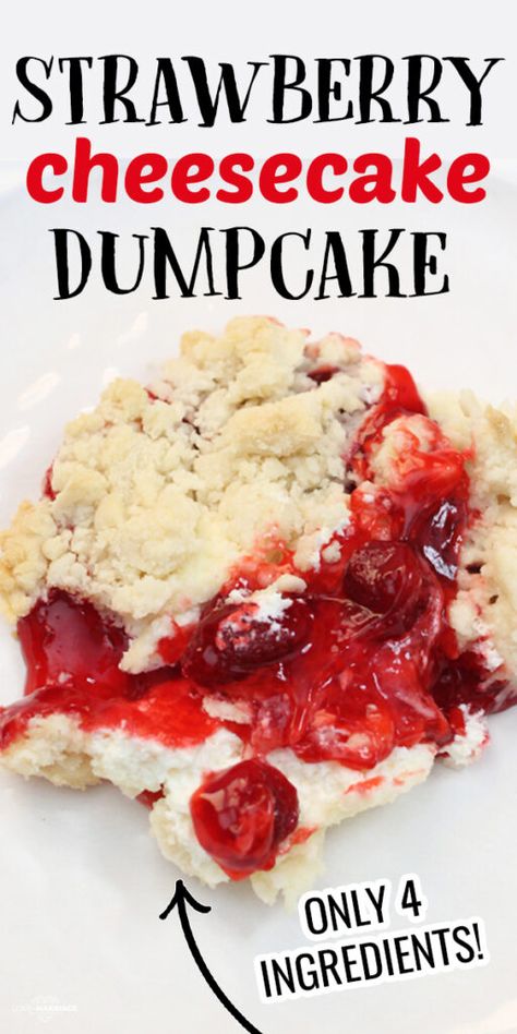 Strawberry Cheesecake Dump Cake - Love and Marriage Strawberry Cheesecake Dump, Strawberry Cheesecake Dump Cake, Cheesecake Dump Cake, Strawberry Dump Cake, Easy Dump Cake Recipe, Dessert Strawberry, Strawberry Dessert Recipes, Recipe Cake, Dump Meals