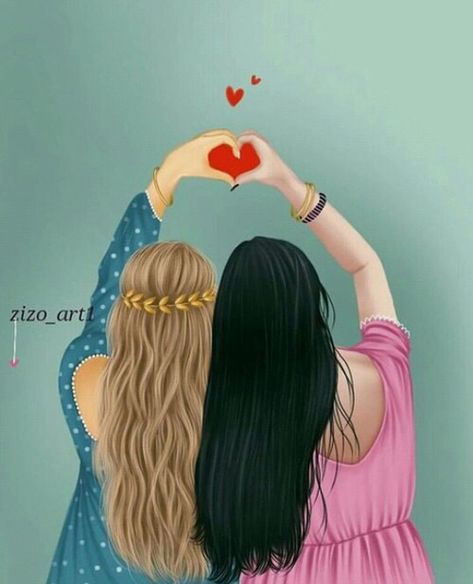 Toda loira tem sua morena👭 Bff Art, Sisters Drawing, Bff Pics, Best Friend Drawings, Girly M, Bff Drawings, Friend Cartoon, Friends Wallpaper