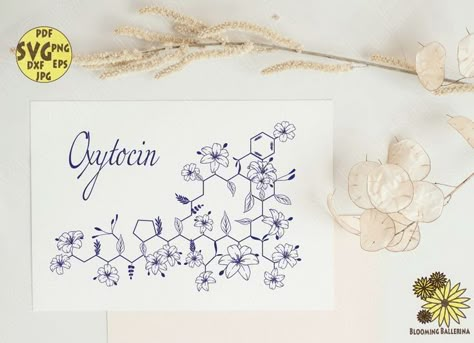 Oxytocin Tattoo, Midwife Tattoo, Chemical Tattoo, Psychology Tattoo, Serotonin Tattoo, Daisy Room, Tattoos 2022, Molecule Art, Molecule Structure