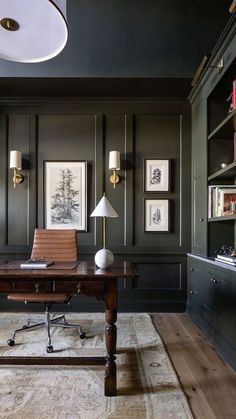 Home Office Ideas Dark, Office Ideas Dark, Old World Bedroom, Dark Wood Desk, Wood Desks, Home Office Ideas, Wood Desk, Office Ideas, Future House