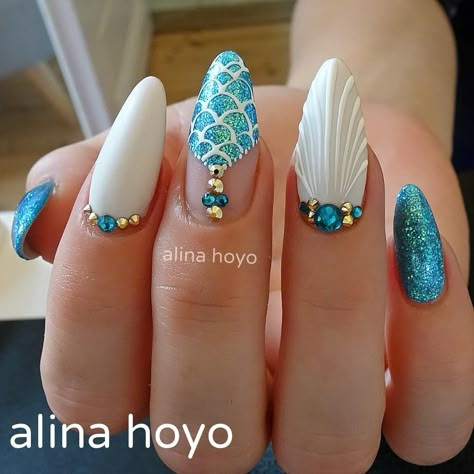 Mermaid Nail Art, Anting Manik, Nagellack Trends, Her Nails, Mermaid Nails, 2020 Trends, Unique Nails, Nail Arts, Nail Decorations