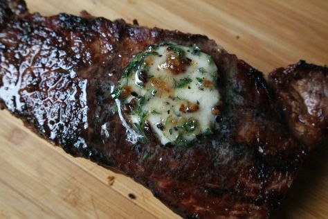 Wagyu Recipes, Wagyu Beef Recipe, Jess Pryles, Thyme Butter, Ny Steak, Smoked Garlic, Strip Steaks, Compound Butters, Compound Butter Recipe