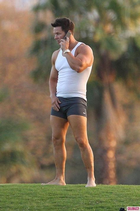 Mark Wahlberg Strips Down to His Underwear On Set Black Comedy, Dwayne The Rock, Mark Wahlberg, Famous Celebrities, White Tank, Celebrities Male, New Movies, On Set, Male Models