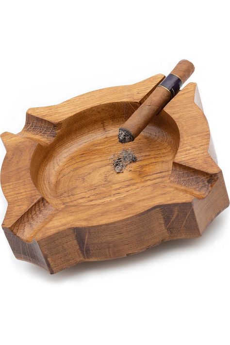 Cigar Ashtray with unique design that brings out the natural beauty of selected oak wood that accentuates the elegance of this ashtray and makes it a stylish home décor satisfying both modern and traditional style connoisseurs. This cigar wood ashtray will add style and class to any table in your home or office. Wood Ashtray, Outdoor Ashtray, Cigars And Whiskey, Blue Led Lights, Ash Tray, Stylish Home Decor, Ashtrays, Table Top Decor, Home Office Decor