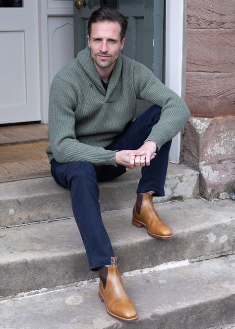 Men Chelsea Boots Outfit, Rm Williams Boots Mens, Boots Mens Outfit, Short Shawl, Hawick Scotland, R.m. Williams, Chelsea Boots Outfit, Scottish Borders, Semi Dresses