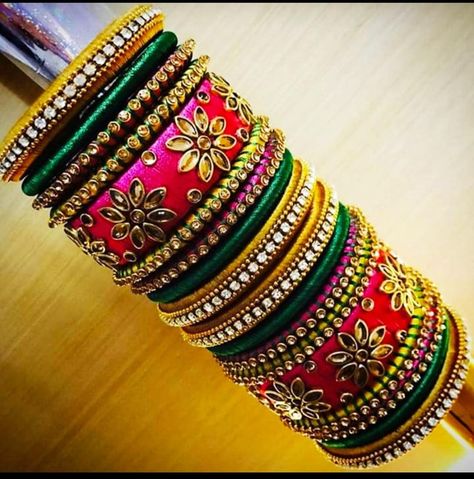 Karnataka Photography, Silk Thread Bangles Design, Silk Bangles, Thread Bangles Design, Unique Bangle, Kundan Bangles, Silk Thread Jewelry, Silk Thread Bangles, The Bangles