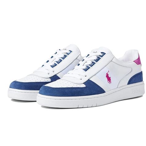 The Court Sneaker Integrates Classic Streetwear Style With Modern Sports Technology. Paneled With Leather, Suede, And Oxford With Webbing At The Sides, It’s Finished With A Dual-Compound Eva Midsole For Enhanced Comfort. Rounded Toe. Lace-Up Front. Padded Insole. Reinforced Heel. Signature Pony At The Outer Side. “Polo Ralph Lauren” Patch At The Tongue. “Polo” Debossed At The Heel. Lined With Mesh. Eva Midsole. Textured Rubber Outsole. Upper: Leather, Polyester. Lining And Trim: Polyester. Impor Blue Sporty Sneakers With Embroidered Logo, Casual Mid-top Sneakers With Embroidered Logo, Blue Sneakers With Embroidered Logo For Casual Wear, White Casual Sneakers With Embroidered Logo, Casual White Sneakers With Embroidered Logo, Sporty Mid-top Sneakers With Embroidered Logo, Collegiate White Sneakers With Round Toe, White Collegiate Sneakers With Round Toe, Collegiate White Round Toe Sneakers