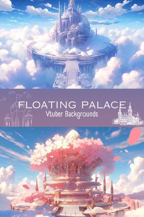 Mystical floating palace VTuber dreams, ideal for creating a dreamy and magical atmosphere for your Twitch streams. Vtuber Room Background, Anime Castle Background Inside, Floating Islands Fantasy Art City, Final Fantasy Background Scenery, Vtuber Background Stream, Game Assets, Anime Background, Palace, Floating