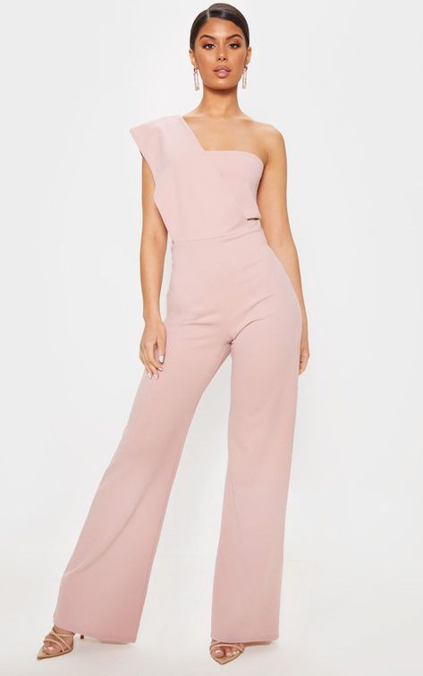 Rose Drape One Shoulder Jumpsuit Classy Jumpsuits For Weddings, Jumpsuit Outfit Wedding Guest, Jumpsuit Formal Wedding, Black Tie Wedding Guest Dress Summer, Dressy Jumpsuit Wedding, Jumpsuits For Weddings, Beach Wedding Outfit Guest, Jumpsuit Outfit Wedding, Black Tie Wedding Guest Dress