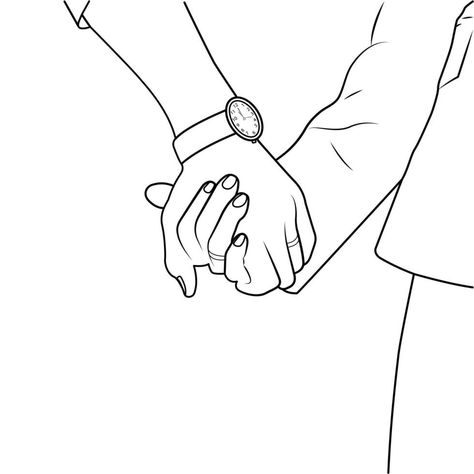 Hand Holding Line Art, Holding Hands Outline, Engagement Concept, Hand Outline, Sketch Line Art, Couple Holding Hands, Hand Holding, Holding Hands, Vector Art