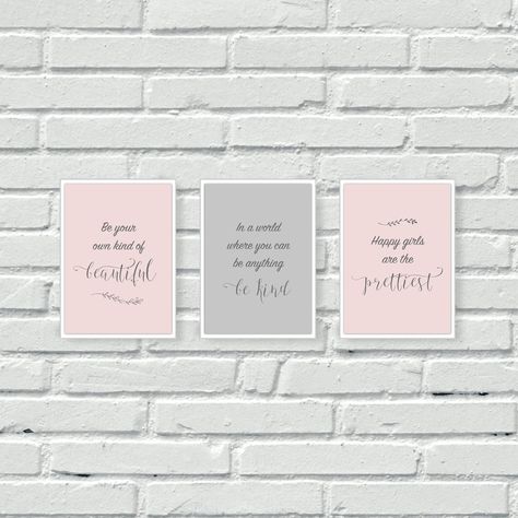 Inspirational Quotes Pink, Rose Gold Nursery, Set Of Three Wall Art, Contemporary Kitchen Interior, Three Wall Art, Bee Room, Inspirational Quote Prints, Quotes Pink, Art Inspirational Quotes