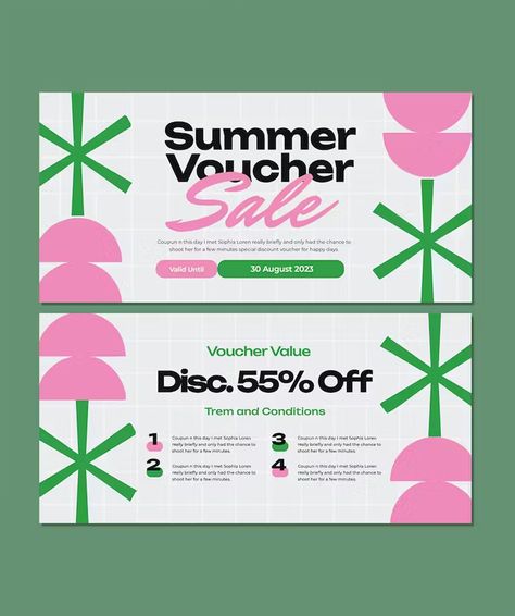 Coupon Graphic Design, Discount Voucher Design, Voucher Design Coupon, Voucher Design Ideas, Gift Voucher Design, Mailer Design, Voucher Design, Summer Banner, Instagram Advertising