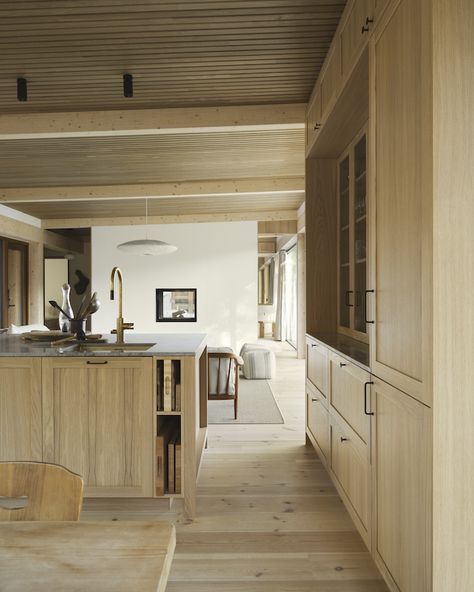 Grand Designs Kitchen by Nordiska Kök Contemporary Wooden Kitchen, Grand Designs Houses, Kitchen Natural, Solid Wood Kitchen Cabinets, Grey Kitchen Designs, Building A Kitchen, Solid Wood Kitchens, Oak Kitchen, Glass Cabinet Doors