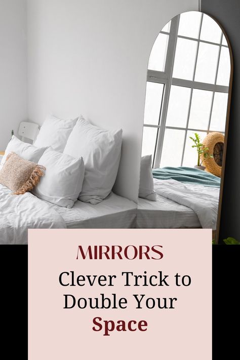 Transform Your Home with Mirrors: Clever Trick to Double Your Space! - Clever ways to maximize space with mirrors. | Mirrors | Transform your home | Clever trick | Double your space Mirror Placement In Bedroom Small Spaces, Mirrors In Small Spaces, Mirror Placement In Bedroom, Small Modern Bedroom, Gallery Wall Arrangement, Mirror Placement, Knock Down Wall, Mirror Display, Bedroom Corner