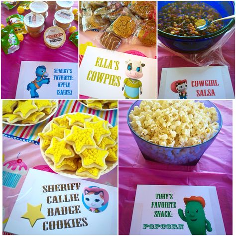 Sheriff Callie cowgirl party food Cowgirl Party Food, Sheriff Callie Birthday Party, Wild West Birthday Party, Sheriff Callie Birthday, Wild West Birthday, Sheriff Callie, Wild West Party, Horse Birthday Parties, Third Birthday Party