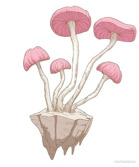 Pink Mushroom Drawing, Pink Mushroom Painting, Pink Mushroom Aesthetic, Mushroom Widget, Pink Mushroom Art, Maya Projects, Pink Aesthetic Painting, Pink And Grey Room, Pink Cottagecore