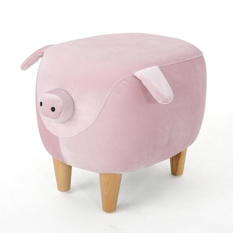 Burton Velvet Pig Ottoman by Christopher Knight Home (Dark Taupe), Grey, Size Medium (Fabric) Kids Ottoman, Pink Ottoman, Kids Playroom Furniture, Glider And Ottoman, Ashley Home, Furniture Ads, Furniture Logo, Kids Bookcase, Toddler Furniture